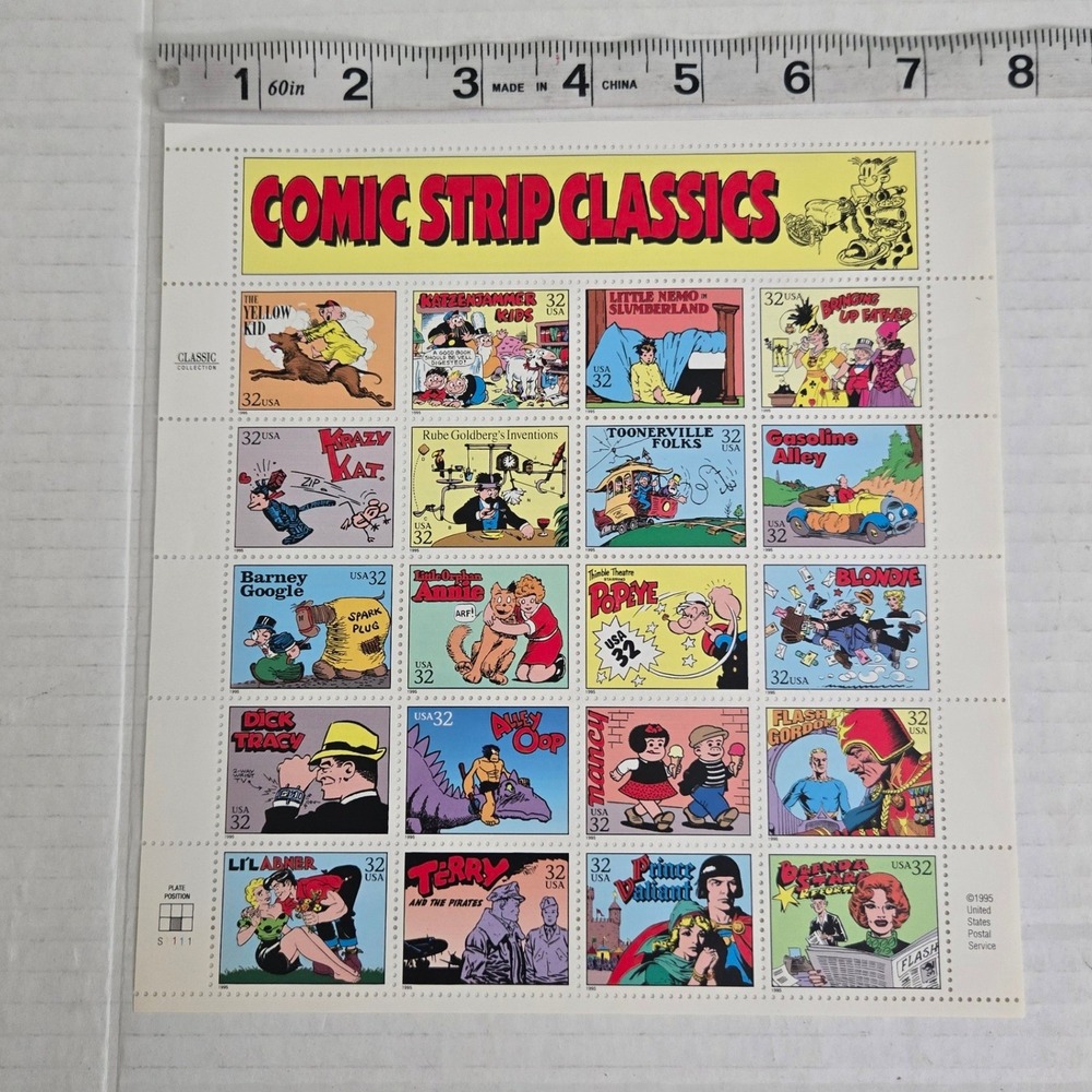 VTG 1995 USPS Comic Strip Classics 32 Cent Stamp Sheet Mint Popeye Dick Tracy‎